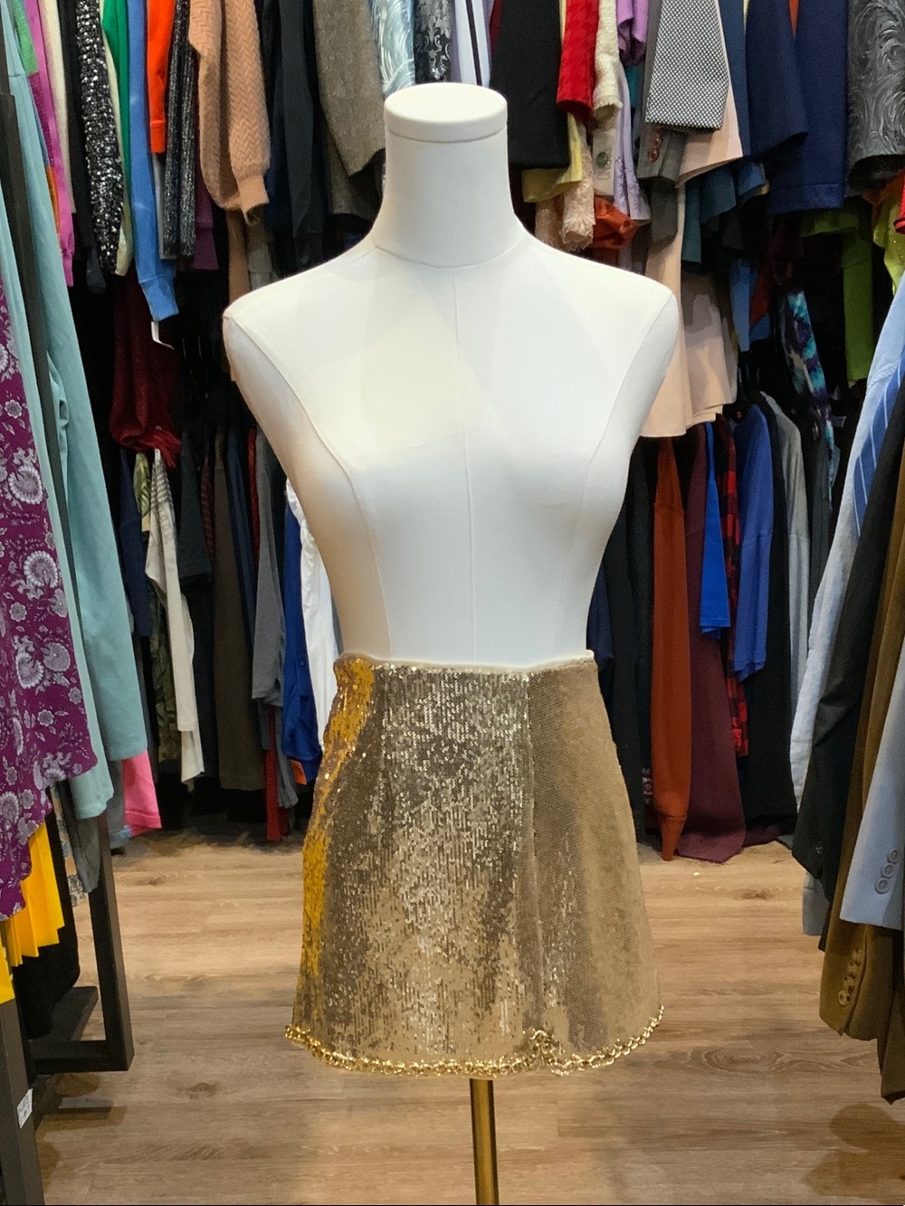 Gold Sequin Mini Skirt - Women